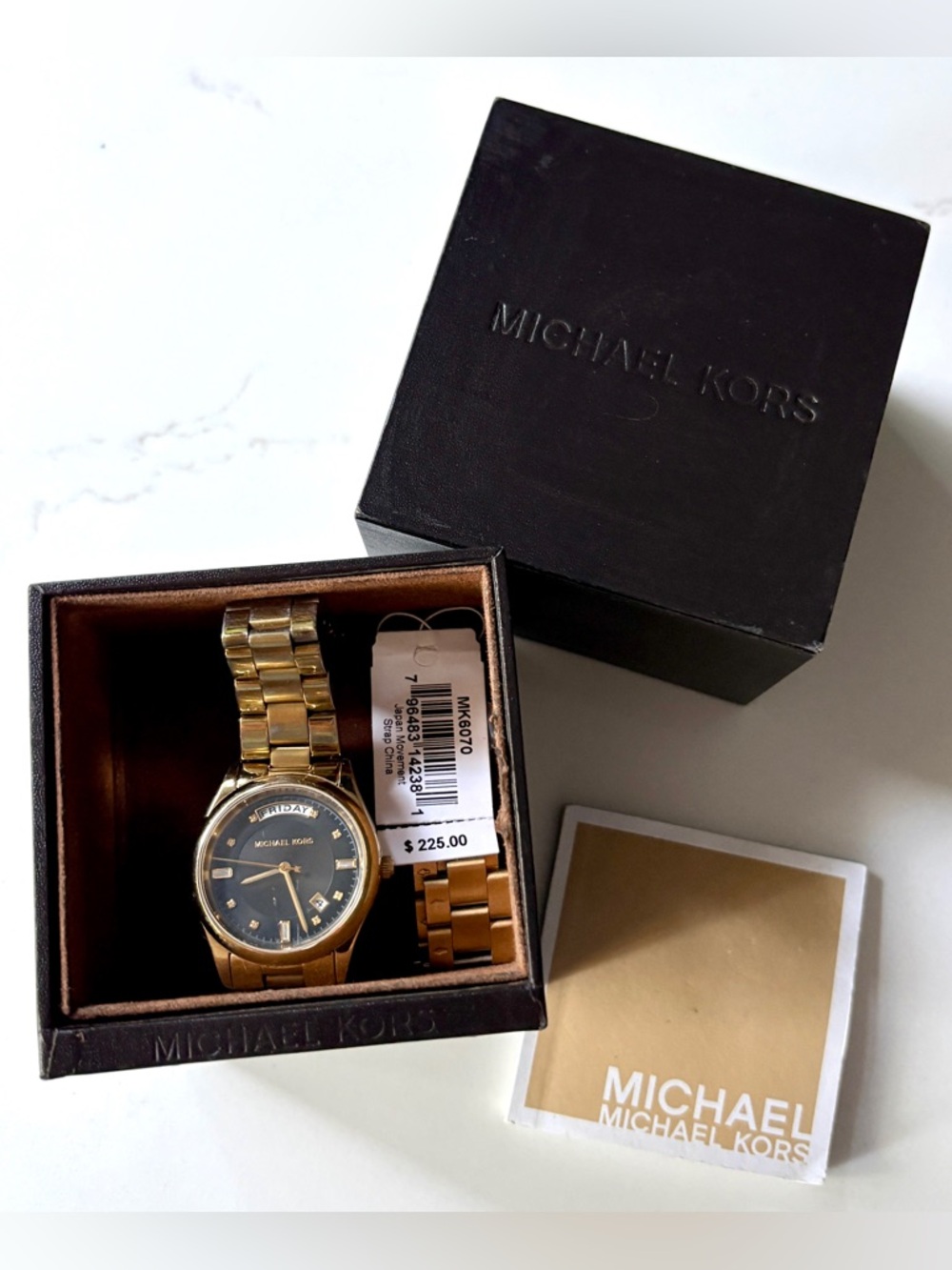 Michael Kors MK6070 Gold-Tone Watch | Black Dial | Box + Extra Links